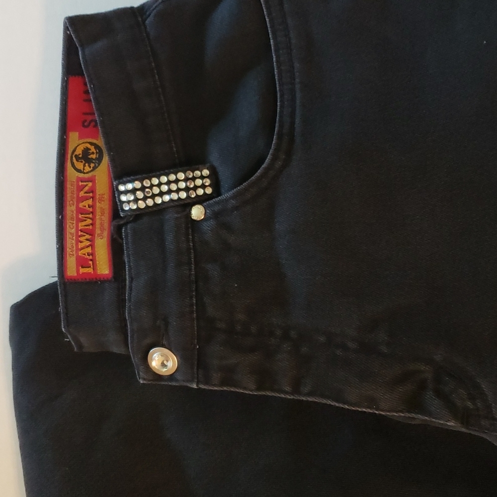 90’s LAWMAN vintage rhinestone  embellished boot cut black jeans
